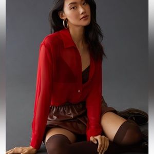 NWT DONNI Silk Buttondown